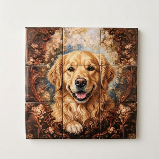 Custom Pet Vintage Puzzle – 9-Piece Magnetic Set (Floral Boho Style)
