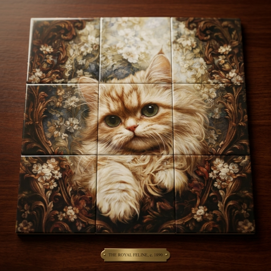 Vintage-Blumen Katzen Magnetpuzzle – 9 Teile