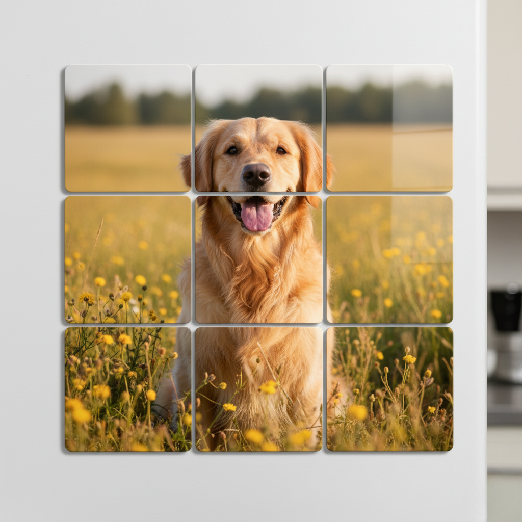 Personalisiertes magnetisches Foto-Puzzle – 9 teiliges Set (je 5 × 5 cm)